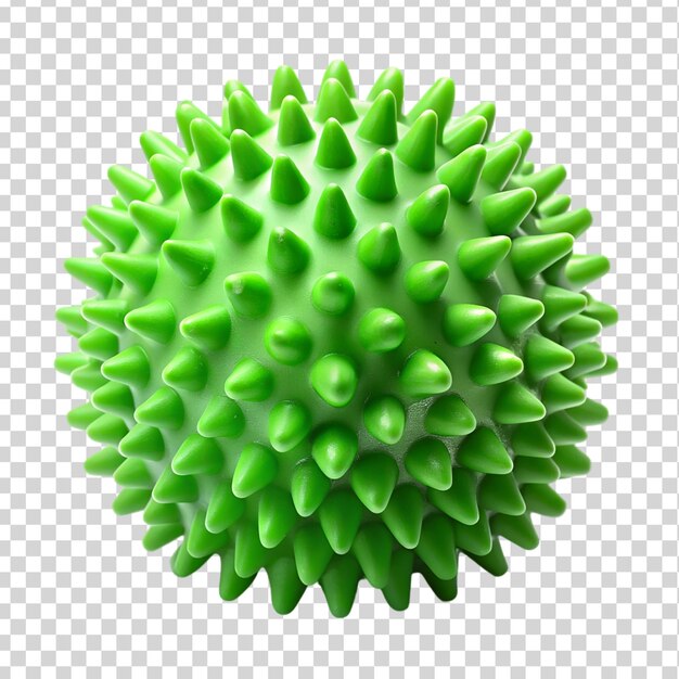 Green rubber massage ball with spikes Isolated on transparent background