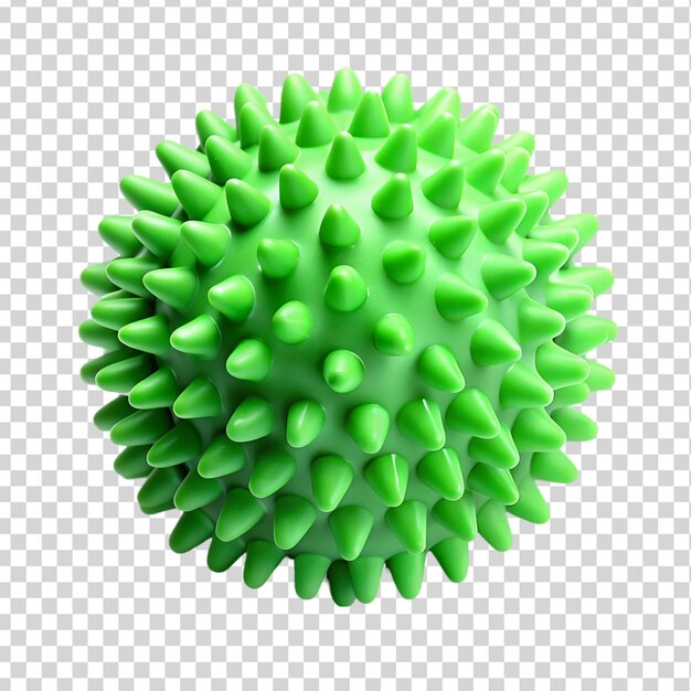 Green rubber massage ball with spikes Isolated on transparent background