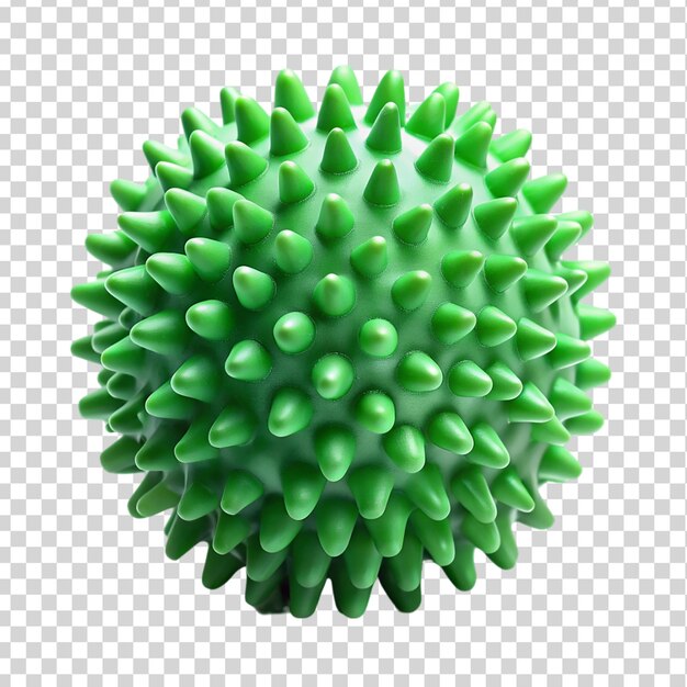 Green rubber massage ball with spikes Isolated on transparent background