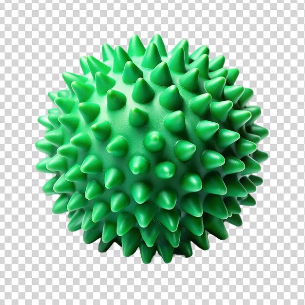 Green rubber massage ball with spikes Isolated on transparent background