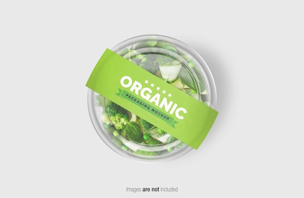 Green Salad Box Mockup With Paper Cover Label