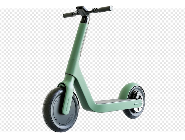 a green scooter with a black wheel and a black wheel