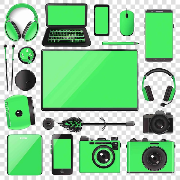 PSD green screen transparent background vector elementon transparent background