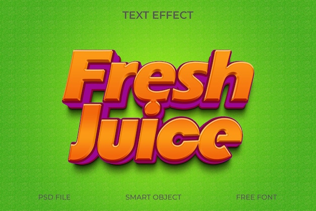 PSD a green screen with orange and red letters that say fresh juice