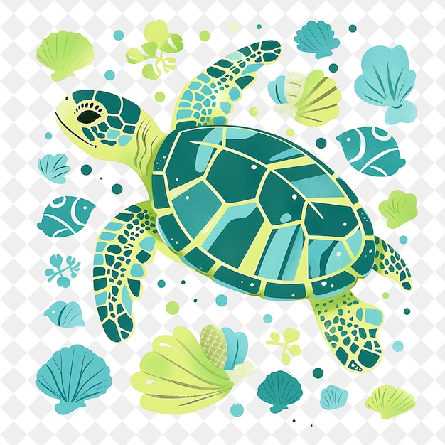 PSD a green sea turtle with the words sea turtles and the sea turtles