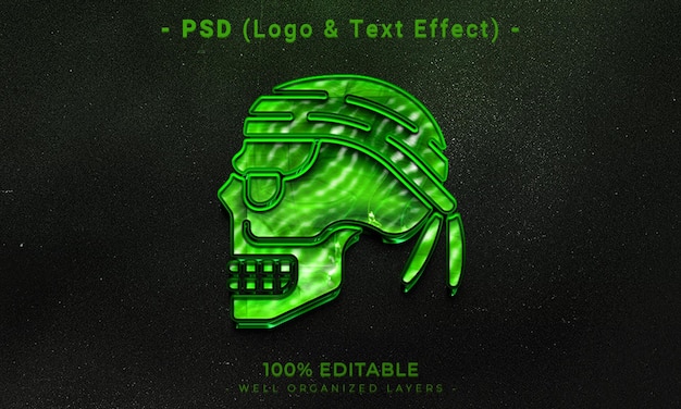 A green skull with a skull on it that says " psd " on it.