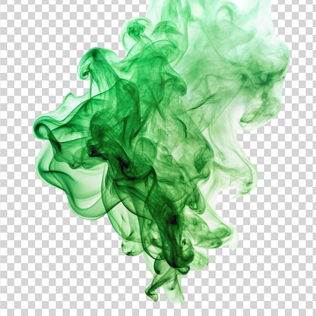 Green smoke cloud in the air on transparent background