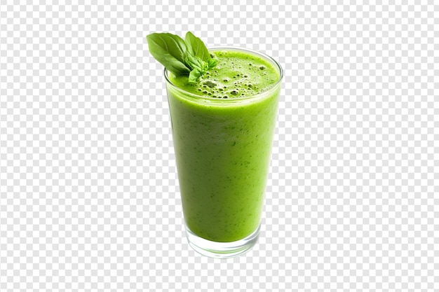 Green smoothie with spinach and kiwi isolated on a transparent background