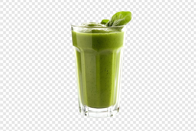 Green smoothie with spinach and kiwi isolated on a transparent background