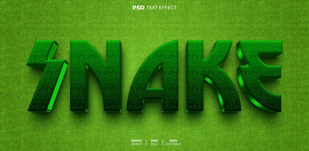 PSD green snake 3d editable text effect