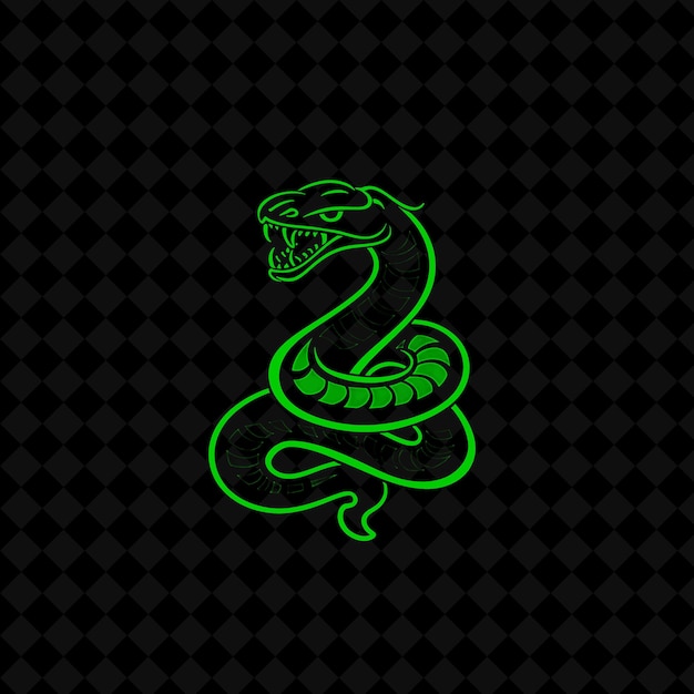 green snake with a black background with a pattern of stars and a black background