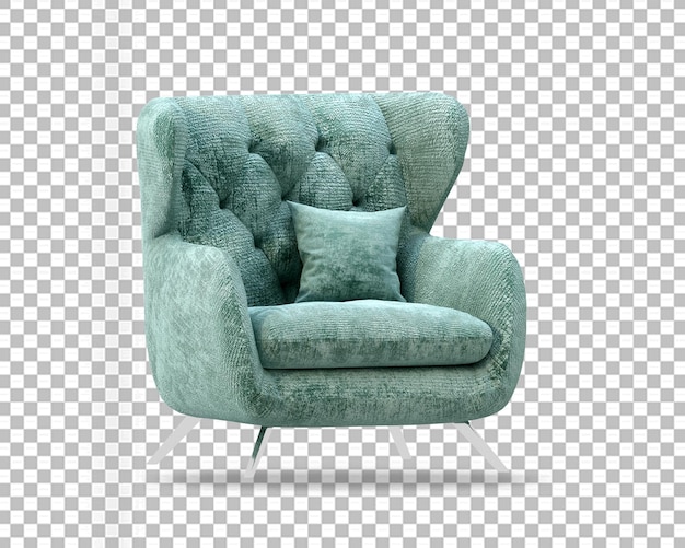 Green sofa in living room in 3d rendering isolated