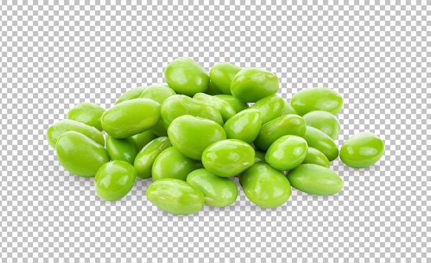 Green soybeans seeds isolated on alpha layer