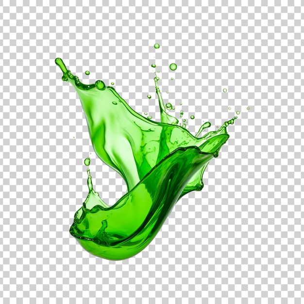 green splash or green liquid on a transparent background