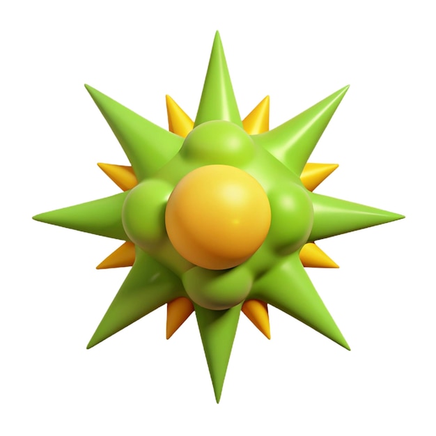 a green star shaped object with a yellow star on it