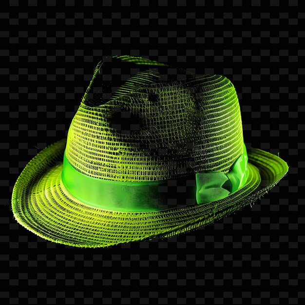 a green straw hat with a green ribbon around the top