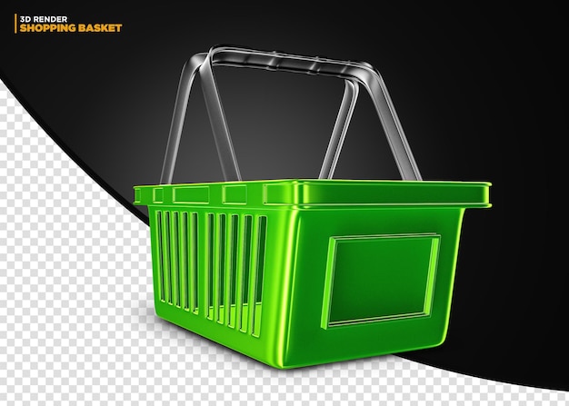 Green Supermarket shopping basket isolated for composition