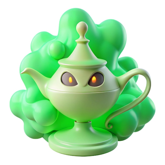 PSD a green teapot with a green lid that says quot teapot quot