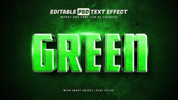 Green text effect 3d style editable