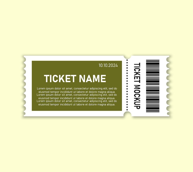 PSD green ticket mockup design psd template