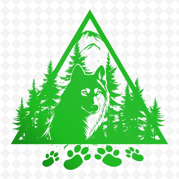 PSD a green triangle with a wolf on it