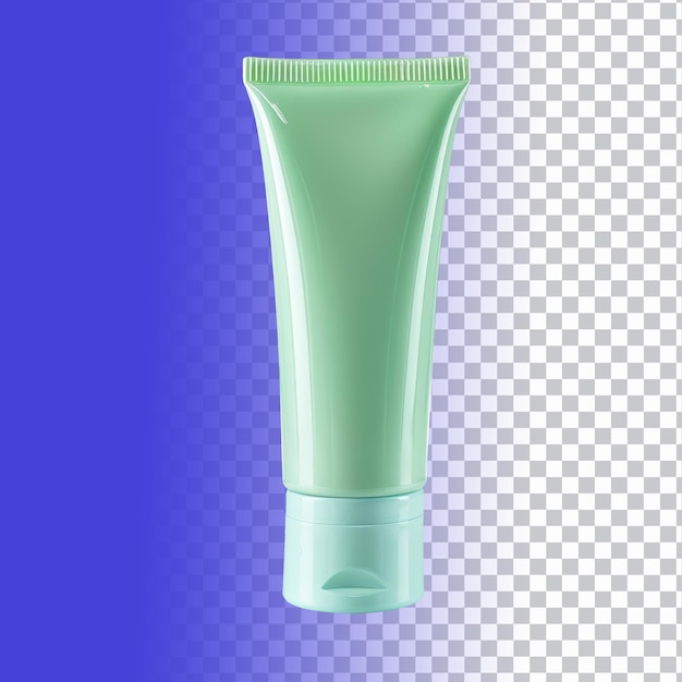 a green tube of shampoo is shown with a blue background