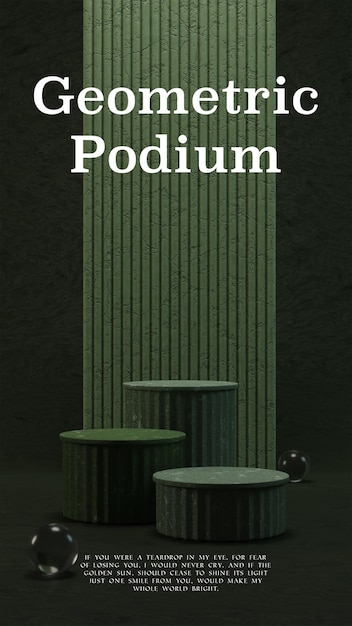 A green wall with a white text that says " podium ".