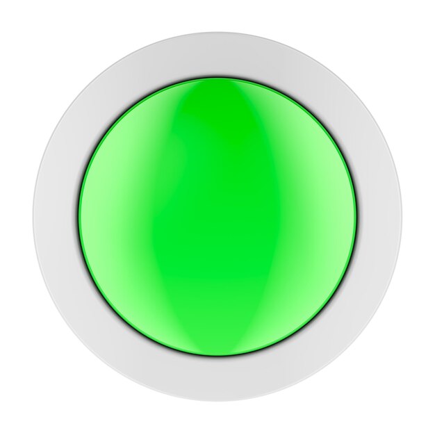 PSD green web push button circle 3d rendering isolated on transparent background