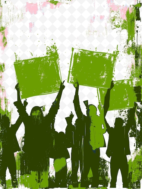 PSD a green and white background with people holding up signs that say quot quot