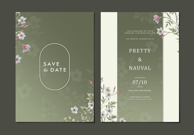 PSD a green and white brochure with a floral background