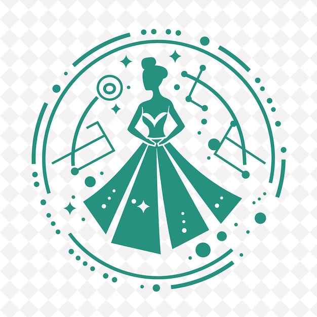 PSD a green and white circle with a woman in a dress on it