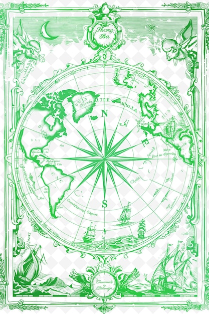 PSD a green and white compass with a green background