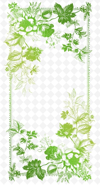 a green and white floral design with green leaves and flowers