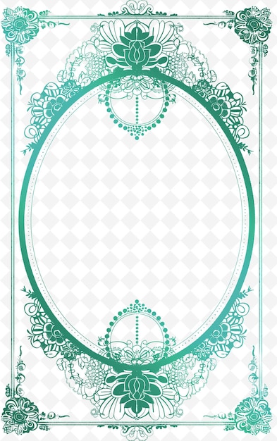 a green and white frame with a floral pattern on it