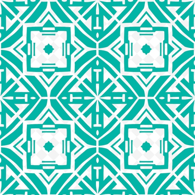 a green and white geometric pattern in a blue and green background