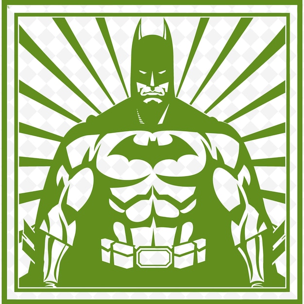 a green and white image of a batman logo with a batman on the front