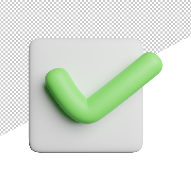 A green and white square button with a green check button.