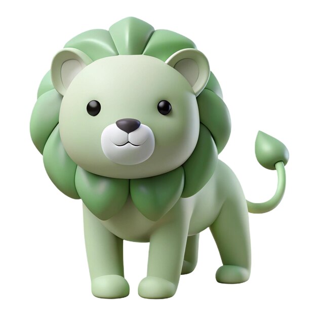 a green and white toy of a lion with a green mane