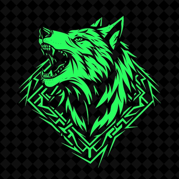 a green wolf with a green background of a wolf head