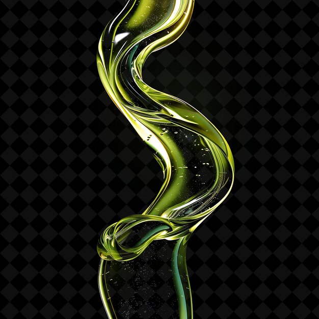 PSD a green and yellow bottle of liquid with a green and yellow swirl on the bottom