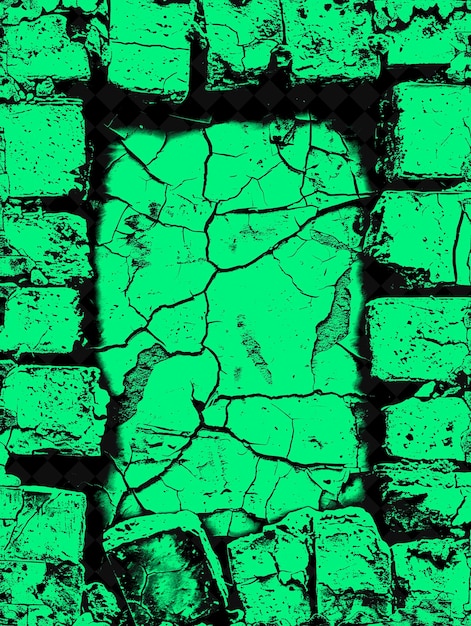 PSD green and yellow bricks in a wall