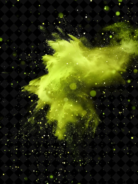 a green and yellow explosion is shown with a green background