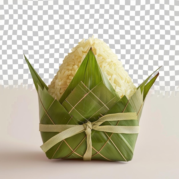 PSD a green and yellow food item with a bow that says rice on it