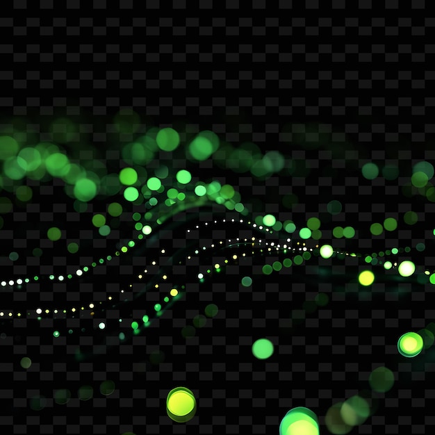 green and yellow lights on a black background