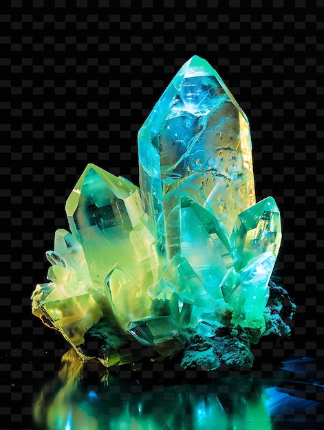 a green and yellow mineral with the word mineral on it