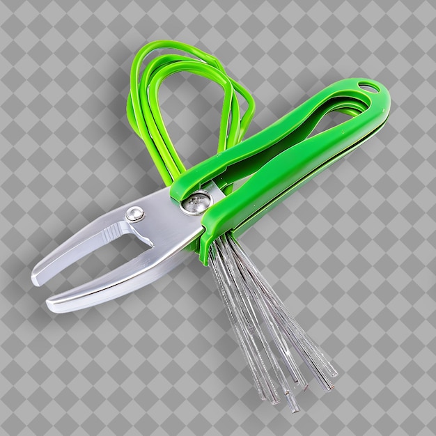 PSD a green and yellow pair of scissors with a green handle