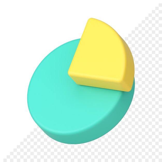 Green and yellow pie chart with segment 3d icon