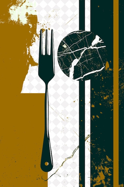 PSD a green and yellow poster with a fork and a knife