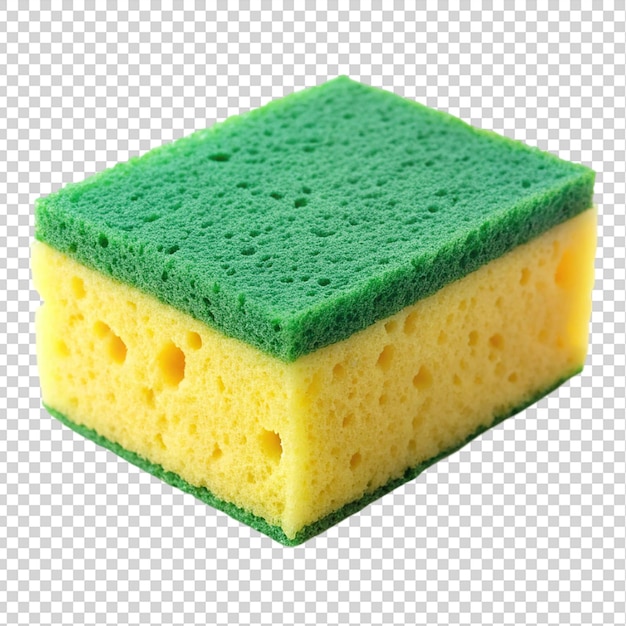 PSD green and yellow sponge isolated on transparent background