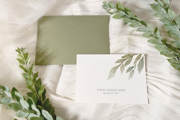 Greenery Wedding Card Mockup